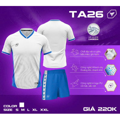 ÁO BÓNG ĐÁ KHÔNG LOGO TA26